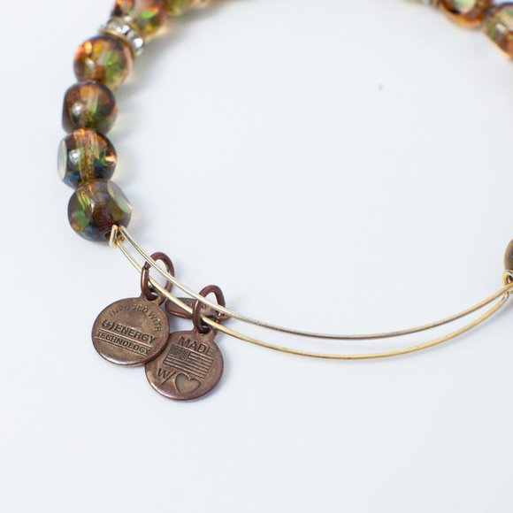 Alex and Ani Green Faceted Bead Rondel Accent Bracelet - Picture 2 of 3